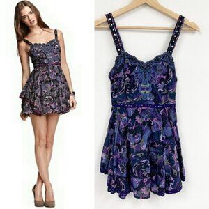 Free People Sweet Summer floral embroidered beaded sequins Dress Sz 0